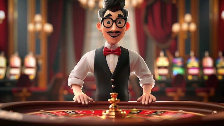 Studio Speed Roulette dengan dealer dan roda roulette yang terlihat jelas di depan kamera multi-sudut